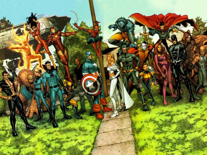 https://www.walldevil.com/21538-captain-america-comics-cyclops-emma-frost-fantastic-four-hank-mccoy-beast-iron-man-marvel-spiderman-spiderwoman-steve-mcniven-the-avengers-thing-ben-grimm-wolverine-xmen.html